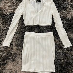 CBR Cream Ribbed Mini Pencil Skirt Night Out